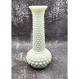 Vintage E.O. Brody Co. White Milk Glass Hobnail Bud Vase 8”